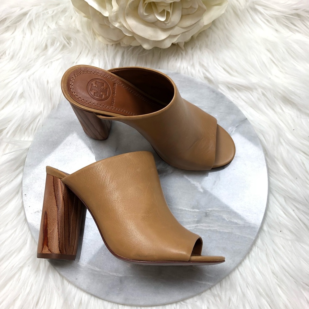 Tory Burch Brown Leather Mules